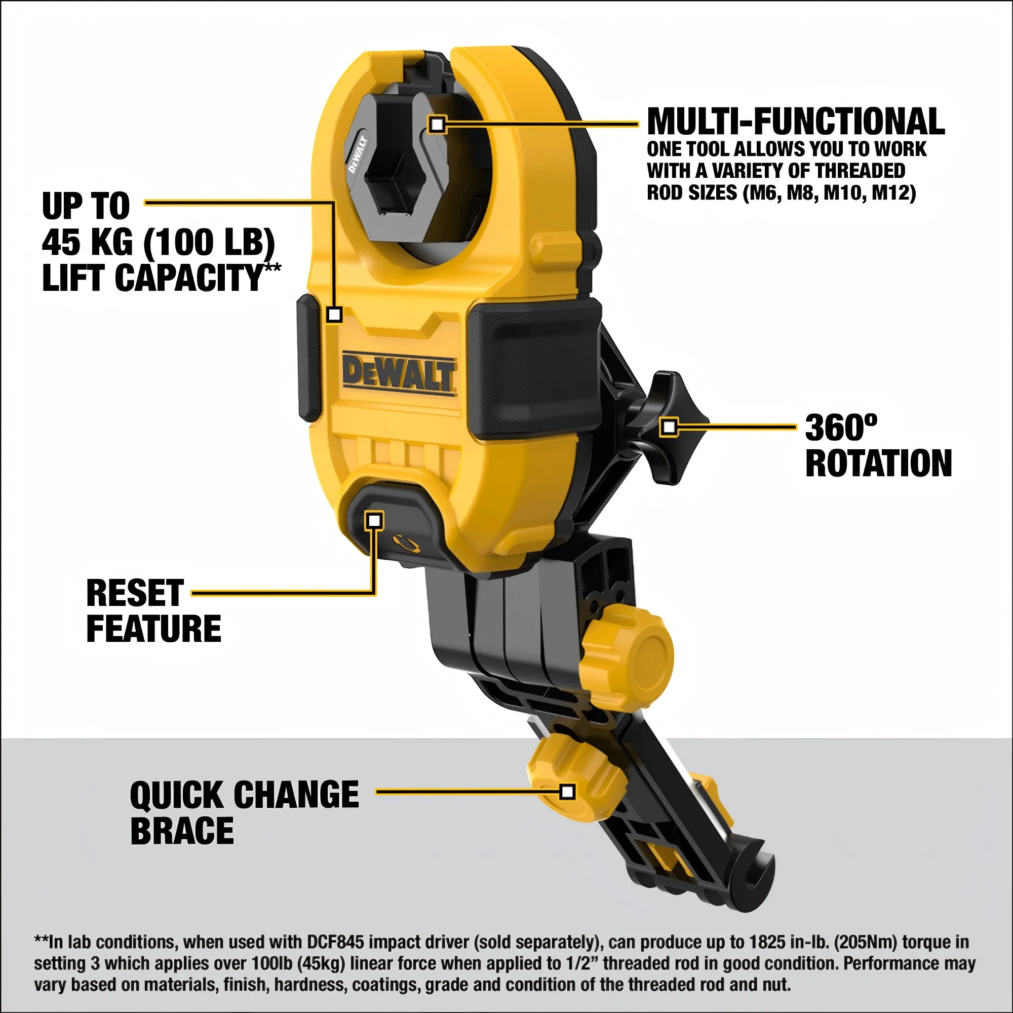 DEWALT DT20562 IMPACT CONNECT Threaded Rod Nut Runner Tool Accessories Innovative Design Ensures Secure Nut Fastening Enhanced