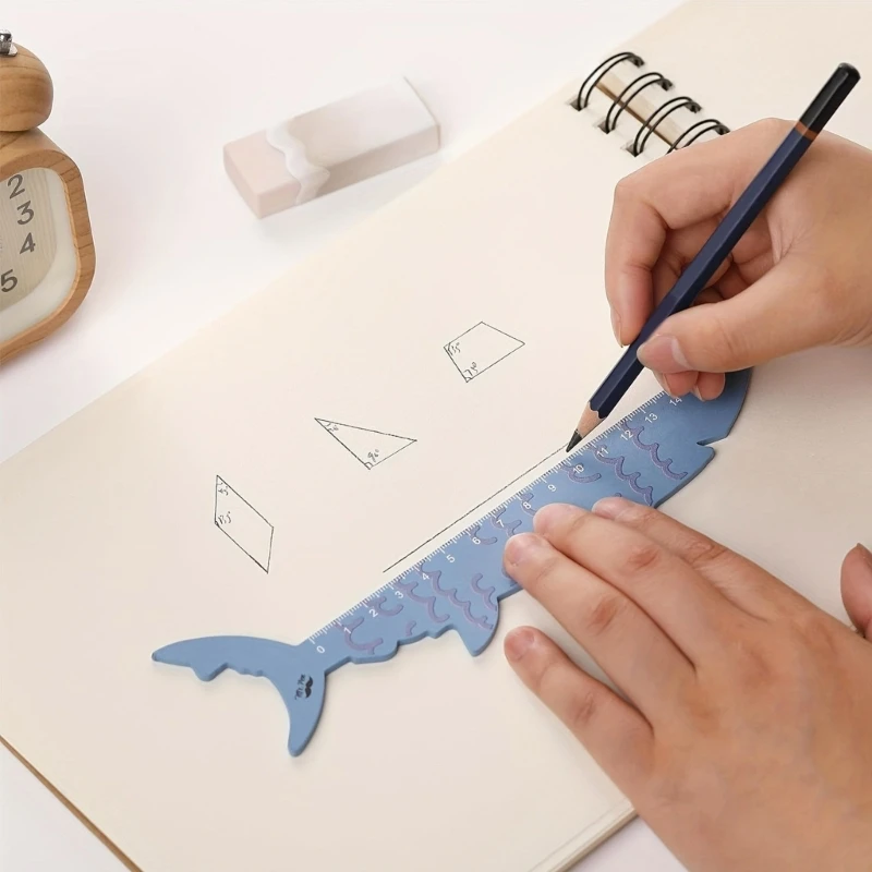 5Pieces Colorful Animal Shaped Rulers Educational Tool Drawing Ruler Acrylic Texture for Youthful Students Artwork