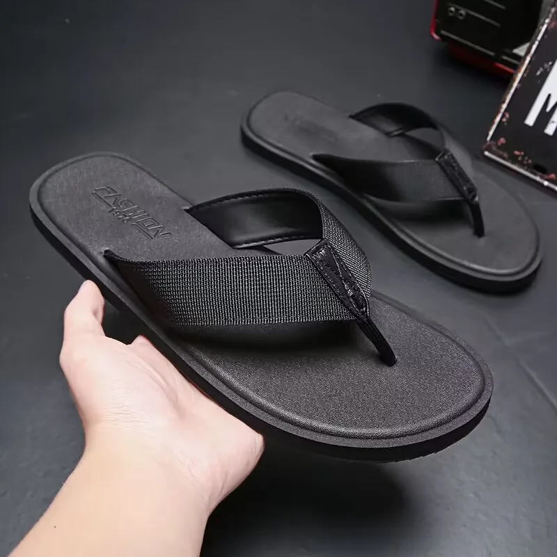 Men Flip Flops 2025 Summer Beach Flip Flops Men Fashion Stripe Breathable Casual Beach Slippers Couple Outdoor Slippers 37-46