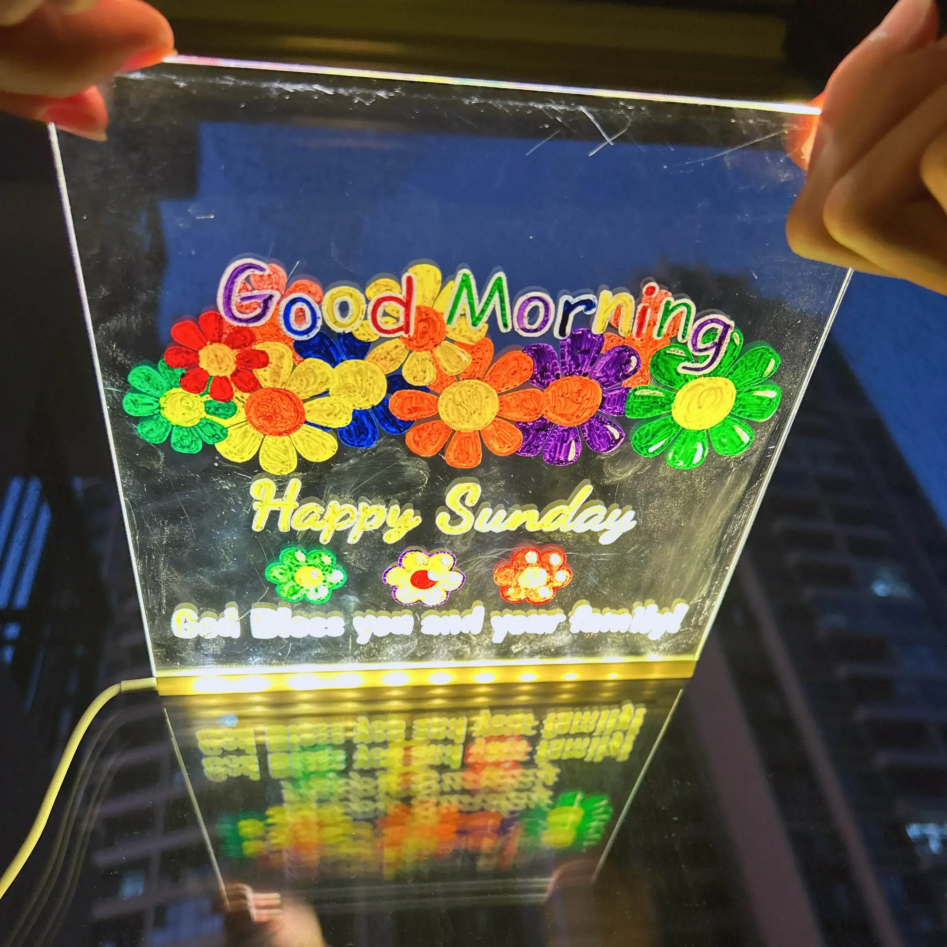 Christmas DIY Erasable LED Acrylic Drawing Board with Night Light Atmosphere