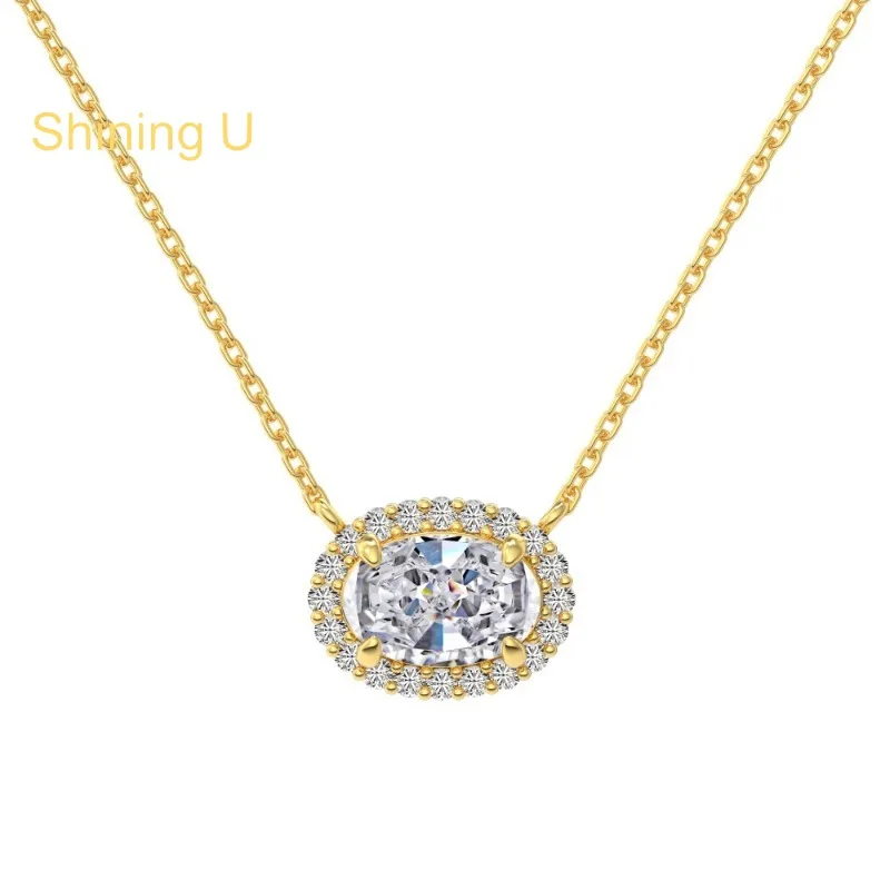 

Сияющий U S925 Серебро 8А Овальный Циркон Драгоценные Камни Комплект Ювелирных Изделий Ожерелье Кольцо для Женщин Изящные Ювелирные Изделия Подарок