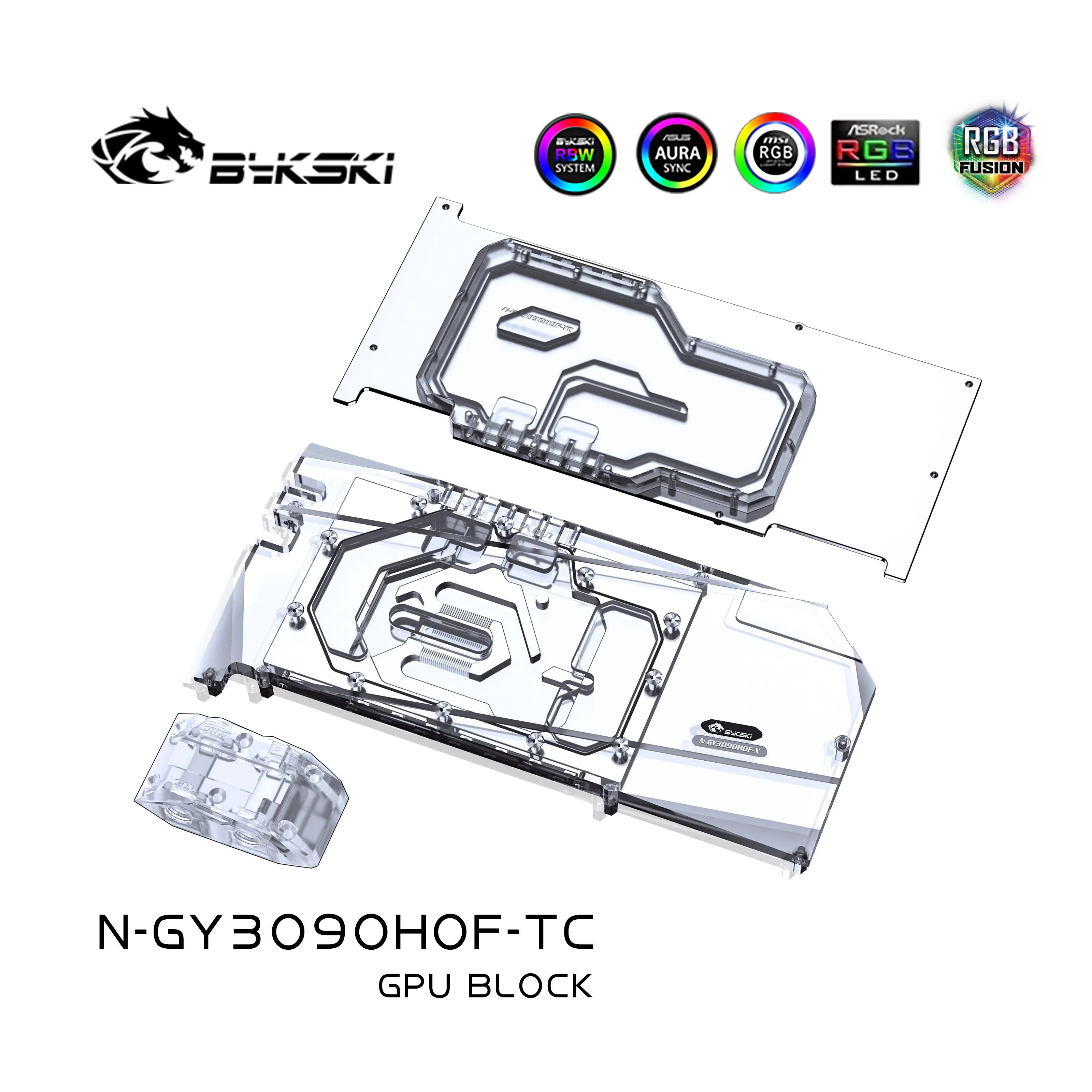 Bykski N-GY3090HOF-TC,Dual Active GPU Backplane Block For GALAX RTX 3090 HOF EXTREME,Graphics Memory VRAM Radiator Heatsink