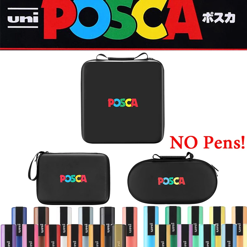 Uni POSCA Leather Bag For Markers,Multifunction Folding Empty Carry Storage Box For Full PC-1M/3M/5M/7K/18K Acrylic  marcadmarca