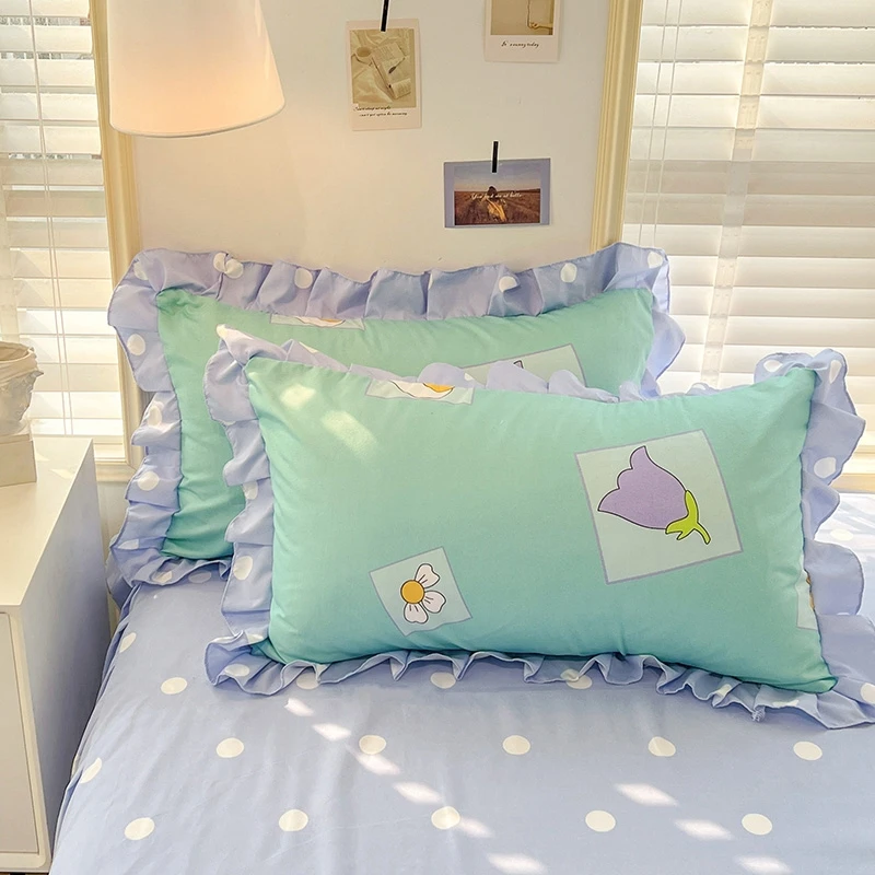 Korean Style Bedding Sets Boys Girls Queen King Size Duvet Cover Bed Skirt Pillowcase 4pcs Sets Kids Adults Fashion Home Textile