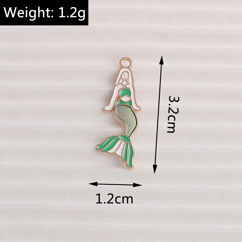 10 sztuk 12x32mm śliczne życie morskie Charms emalia syrenka Charms wisiorki do tworzenia biżuterii kolczyki naszyjniki DIY akcesoria rzemieślnicze — zdjęcie 2