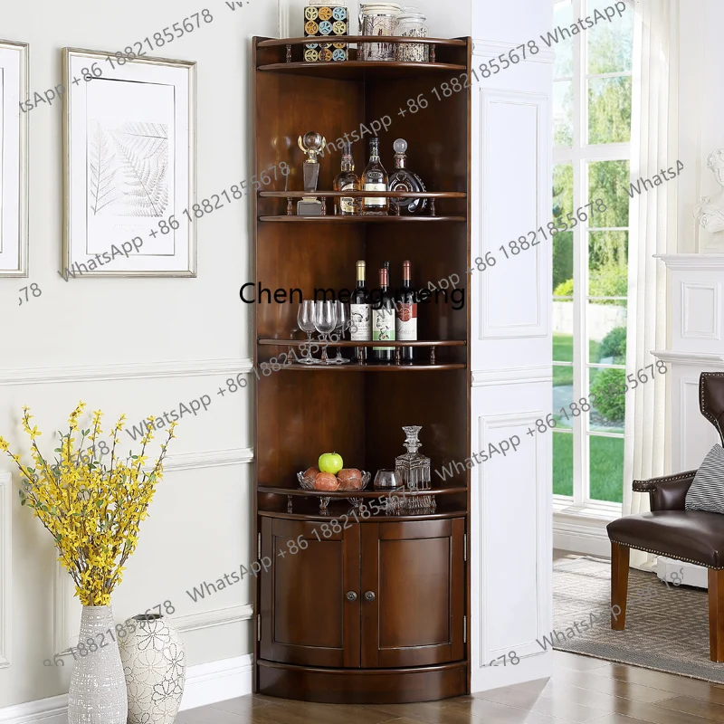 

All solid wood American corner cabinet living room triangular shelf dining room floor corner wine cabinet