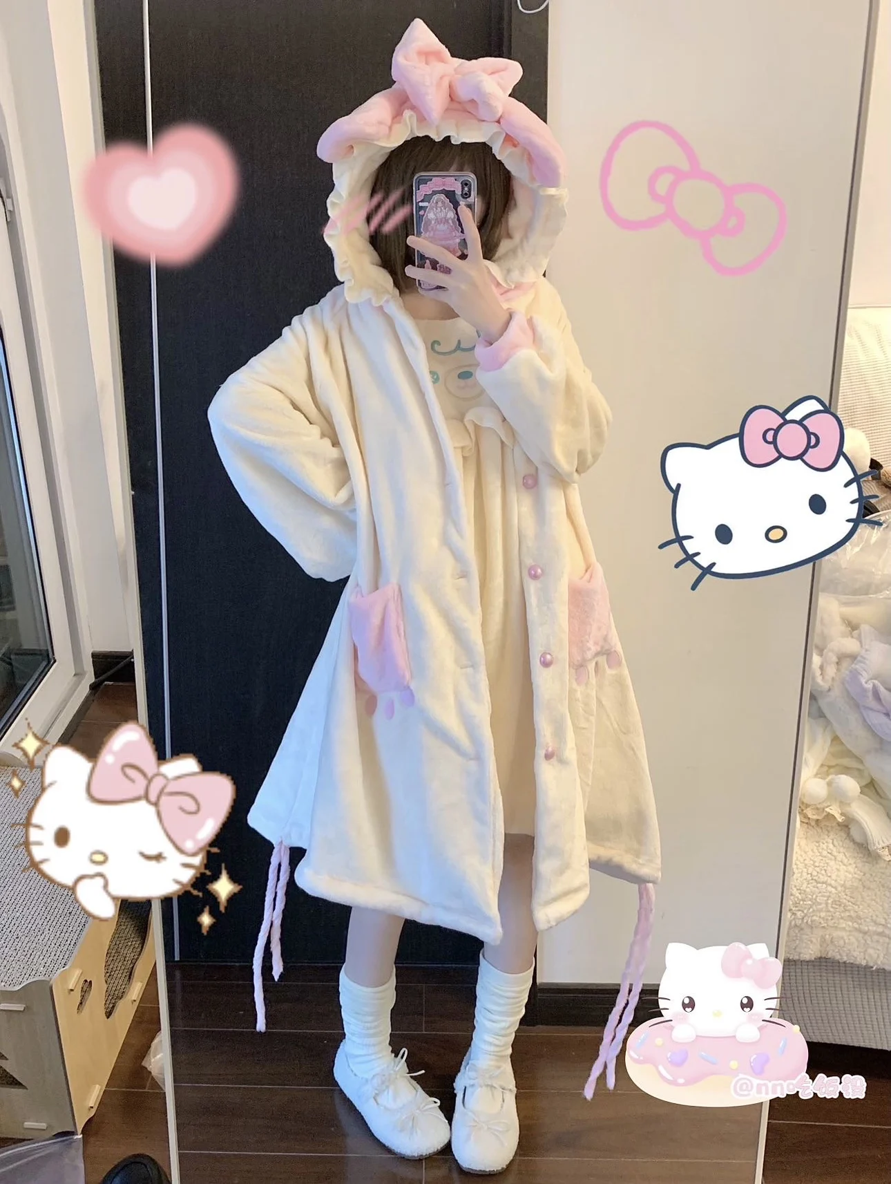 Japanese Original  Autumn Winter Thickened Sweet Girl Pajamas Soft Cute Princess Style Outdoor Loungewear Two-piece Set