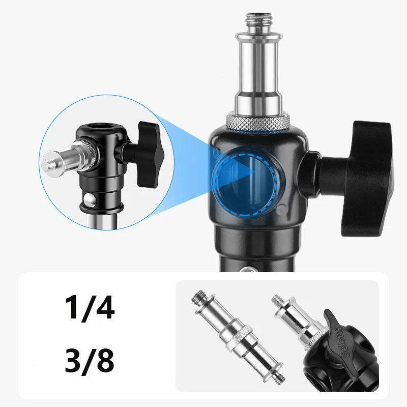 حامل إضاءة تصغير 2.2 متر من Selens حامل ثلاثي من الفولاذ المقاوم للصدأ خفيف الوزن مع وسادة هوائية ومحولات 1/4 3/8 لاستوديو الصور