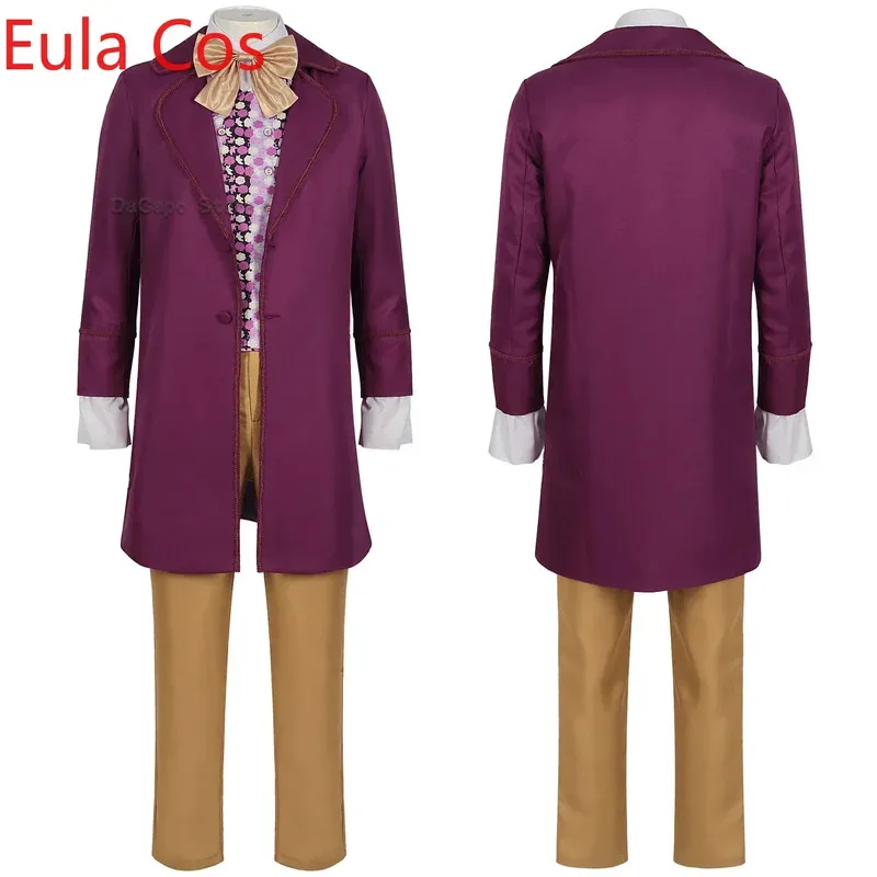 Willy Cosplay Coat Costume Ticket Willie Wonca Cosplay Suit Outfit Chocolate Wonk Factory Men Fancy Halloween Roleplay Clothes