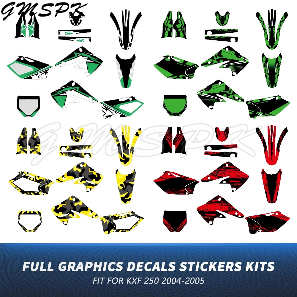 For Kawasaki KX 250 250F 04-05 Off-road Motorcycle Background Fairing Decor Graphics Decals Stickers Kit KX250F KXF250 2004 2005