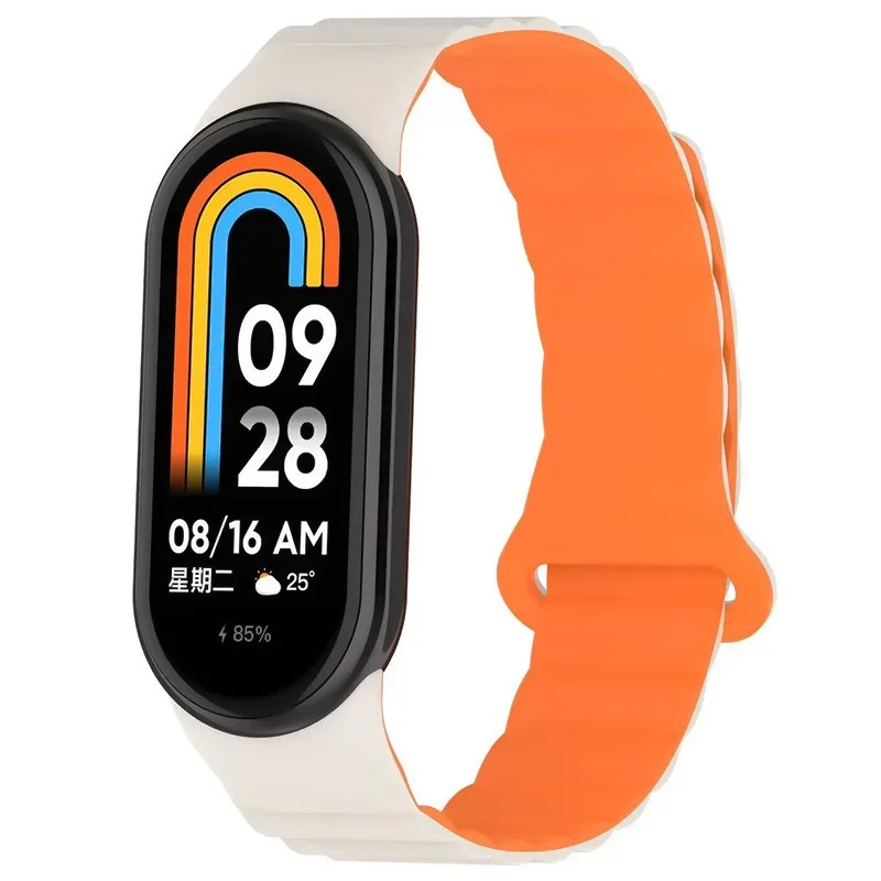 Dwukolorowy pasek magnetyczny do Xiaomi Mi Band 9 8 Dwukolorowa silikonowa inteligentna opaska na nadgarstek Bransoletka na nadgarstek 8 Band 9 Etui