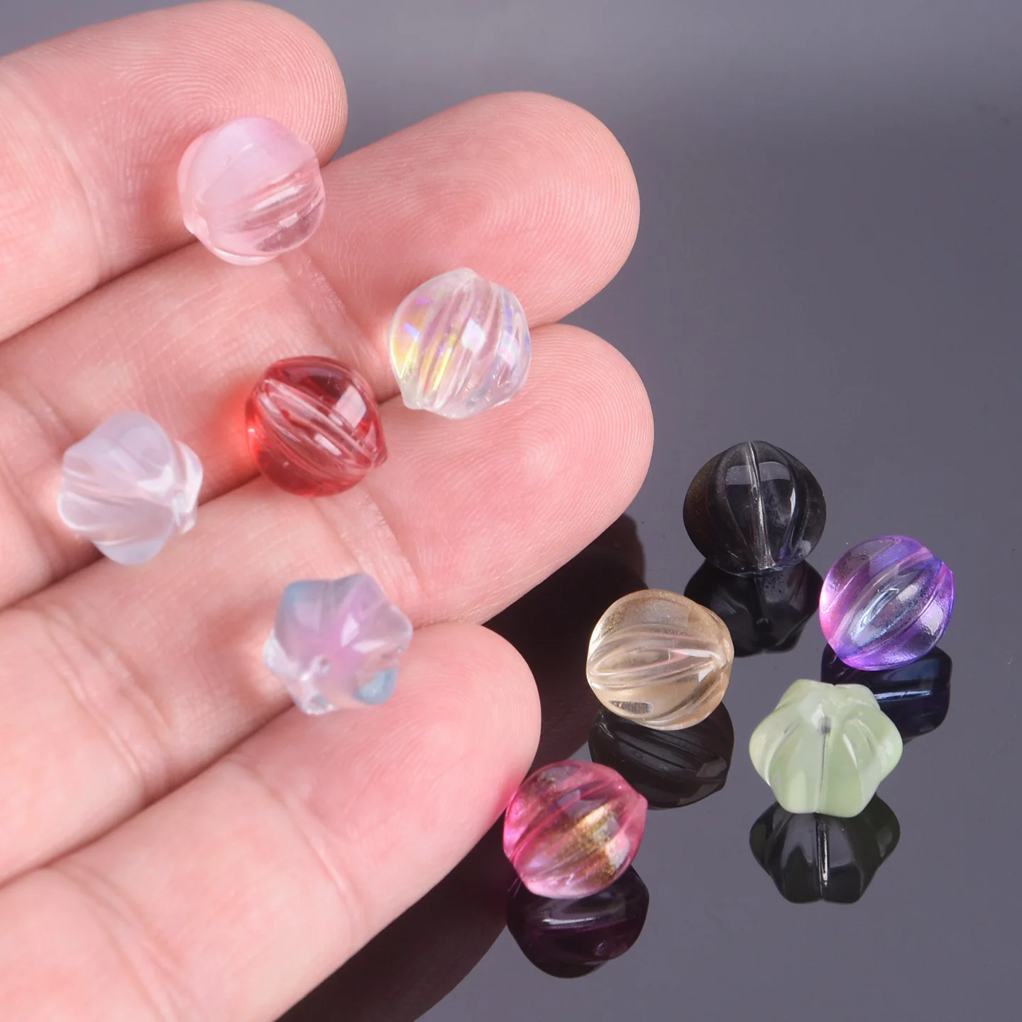 10 szt. Okrągłe koraliki dystansowe z kryształowego szkła lampwork w kształcie dyni, 10 mm, do wyrobu biżuterii, rękodzieła DIY, elementy do wyrobu ozdób. — zdjęcie 4