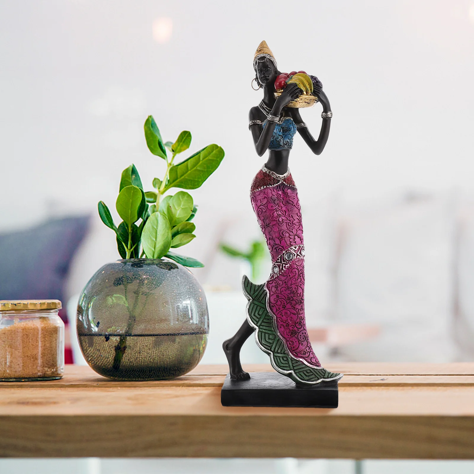 

Resin Crafts Figurines African Women Ethnic Home Desktop Statue Craftwork Decors