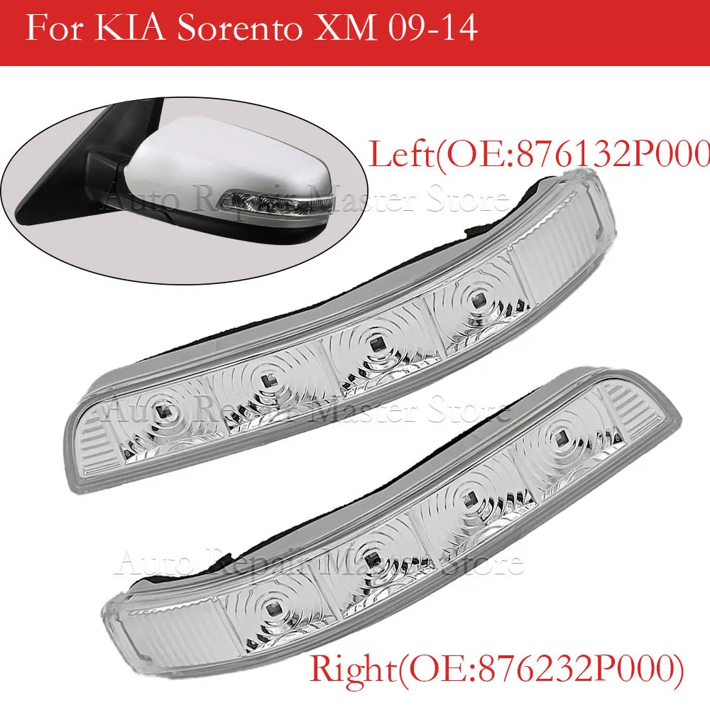 Left and Right LED Wing Mirror Indicator Lens Turn Signal Light 876232P000 876132P000 For KIA Sorento XM 09-14