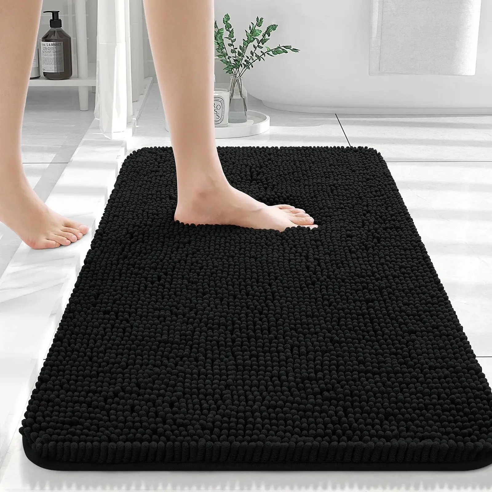 

Luxury Chenille Bath Rugs Machine Washable Non-Slip Plush Shaggy Bathroom Mats Rugs Toilet Bathtub Room Foot Floor Mats