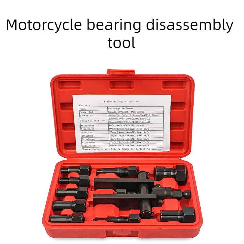 10pcs Practical Bearing Puller Motorcycle Bearing Removal Tool Puller with Box Motorcycle Internal Bearing Puller Kits