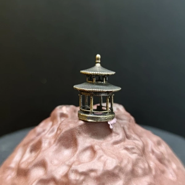 Premium Creative Brass Miniature Mini Pavilion Odd-shaped Stone Bonsai Artificial Hill Sand Table Dry Landscape Micro-scenery