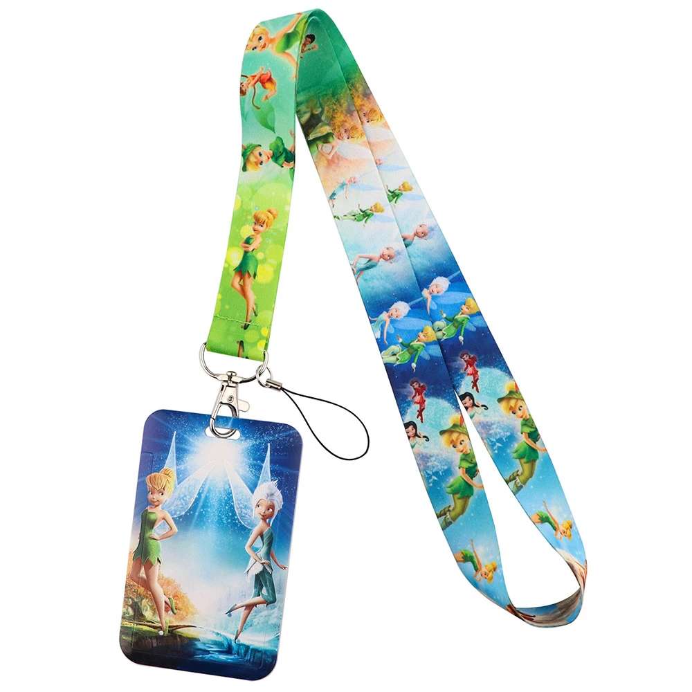 YQ976 Tinker Bell Key Lanyard Cartoon Elf Neck Strap per pendenti porta carte d\'identità corda per telefono portachiavi Lariat regalo per bambini