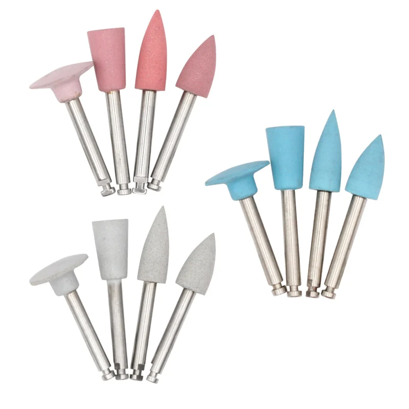 4pcs Dental Silicone Polishing Material Tips Low-Speed Handpiece Teeth Polisher Grinding Heads for Oral Care