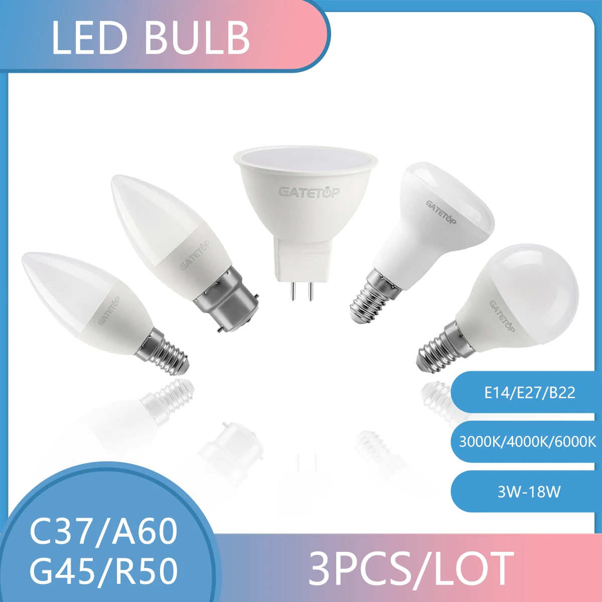 

3PCS E14 E27 B22 LED Bulb Lamps AC SMD2835 24W 5W High Lumen Saving Cold Warm White Lampada Bombilla Living Room 220V No flicker