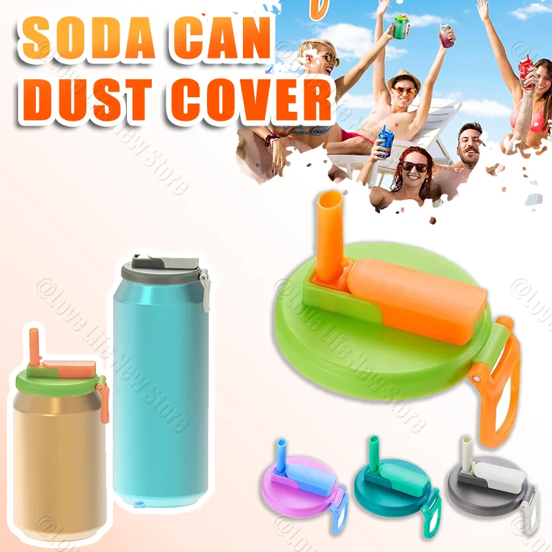 2 Color Soda Can Lids Silicone Straws Can Covers For Soda, Bpa-free Reusable Jar Cap Accessory, Fit Canned Beverage Beer Juice