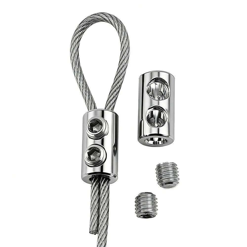 304 Stainless Steel Wire Rope Sling Kit Adjustable Lock Hook 1.5-4mm Cable for Lifting Picture Frame Billboard & Light Hanging