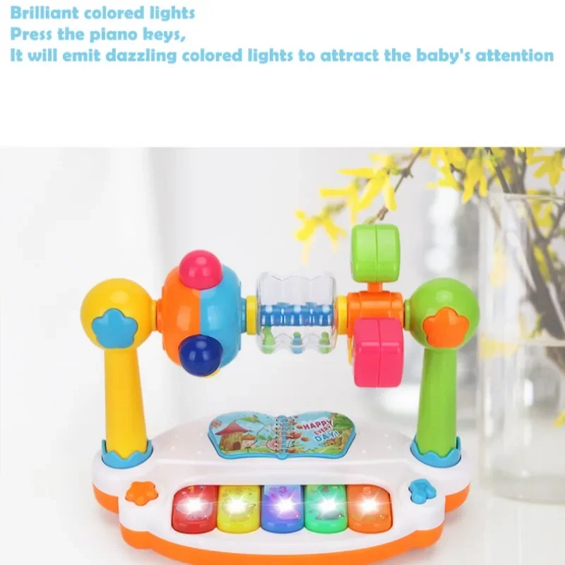 Baby Piano Toys Kids Rotating Music Piano Keyboard With Light Sound, Musical Toys For Toddlers, Early Educational Music Toy