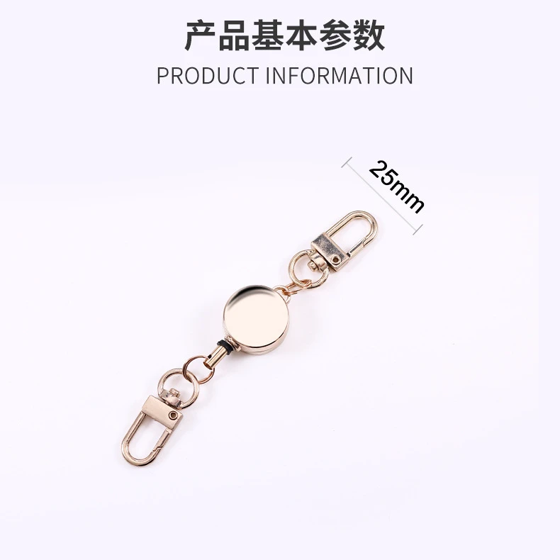 Retractable Key Holder Anti-theft Metal Easy-to-pull Buckle Rope Elastic Keychain Sporty Retractable Key Ring Nurse Accessories