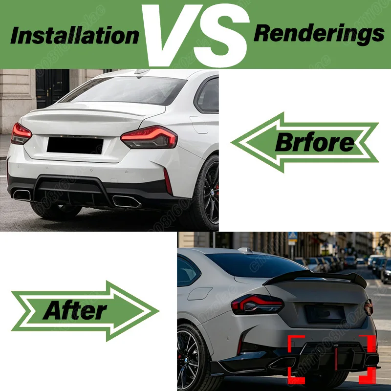 For BMW 2 Series G42 2 Door 2021 2022 2023 2024 2025 CAR Rear Bumper Diffuser Sports Racing Rear Valance Body Modification Kit