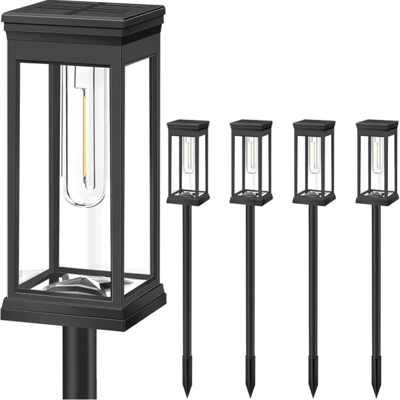 4 Stück Wasserdichte Helle Solar-Wegeleuchten, Energieeffiziente LED-Landschaftslampen für Hof, Garten, Gehweg, Einfahrt, Nachtbeleuchtung