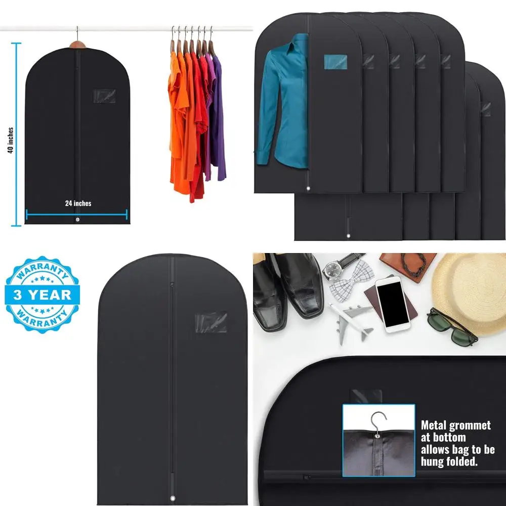 

40 Travel Suit Bags for Men & Women - 10 Pack Hanging Garment Covers for Dress & Coat Storage