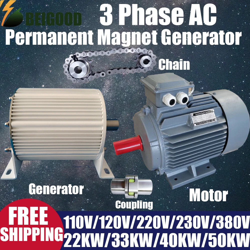 Warehouse Delivery Low Speed 500rpm 30000w 40000w 380v 220v Gearless Permanent Magnet Generator AC Alternators Wind Turbine DIY