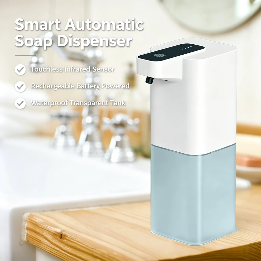 Automatischer, berührungsloser Seifenspender mit Infrarotsensor, intelligente Induktions-Handwaschfunktion, per USB wiederaufladbarer, elektrischer Schaumseifenspender für Flüssigseife, geeignet für