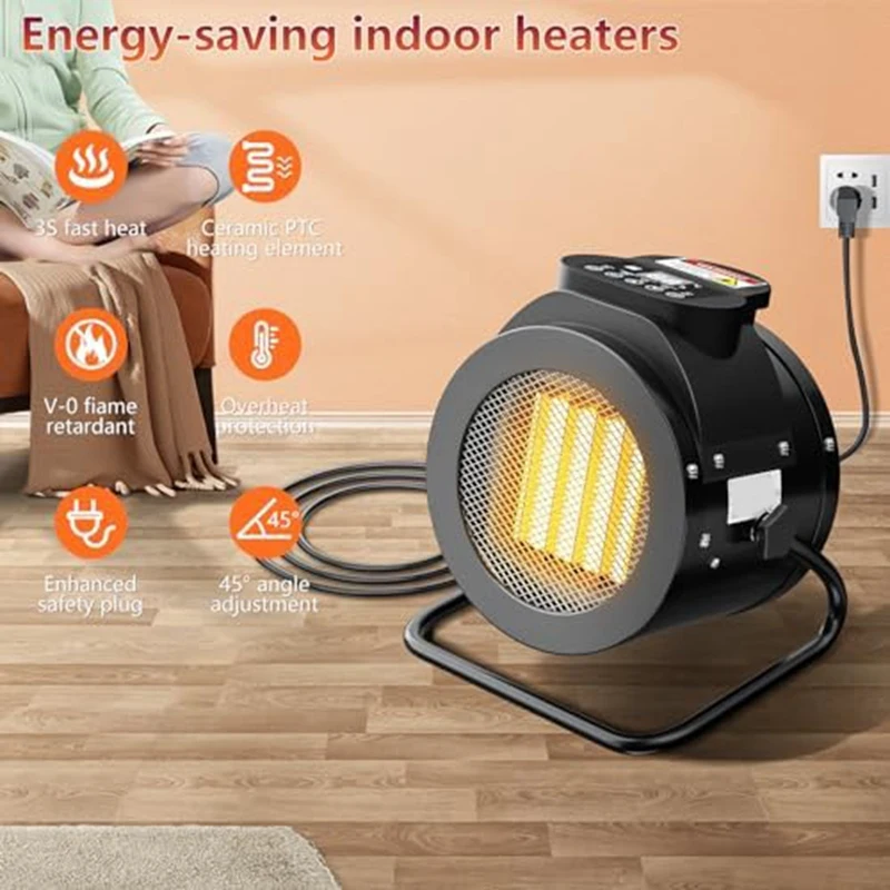 Space Heater,Space Heaters For Indoor Use, Overheat Protection, Intelligent Thermostat EU Plug Durable Easy Install