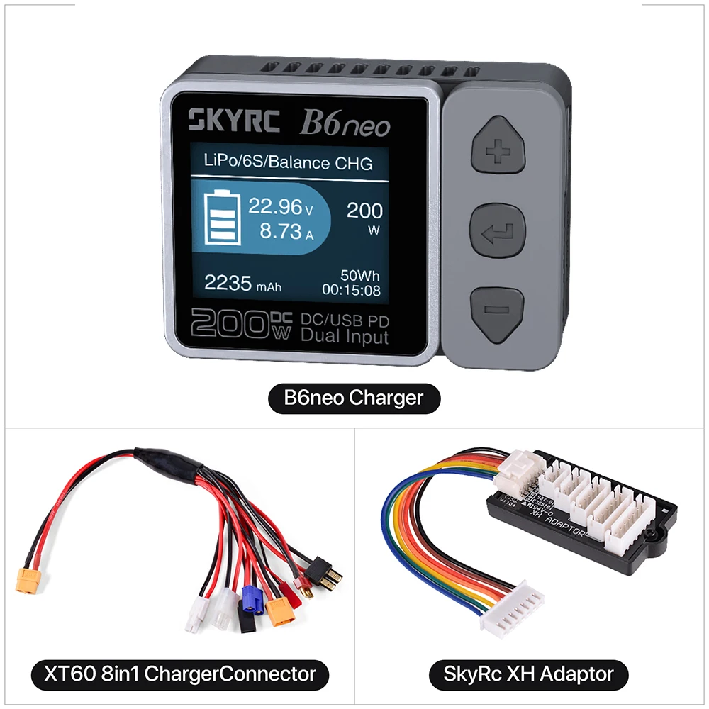 SkyRC B6neo Smart Charger DC 200W PD 80W LiPo Battery Balance Charger SK-100198 Compact 6S Charger Discharger Skyrc b6 neo