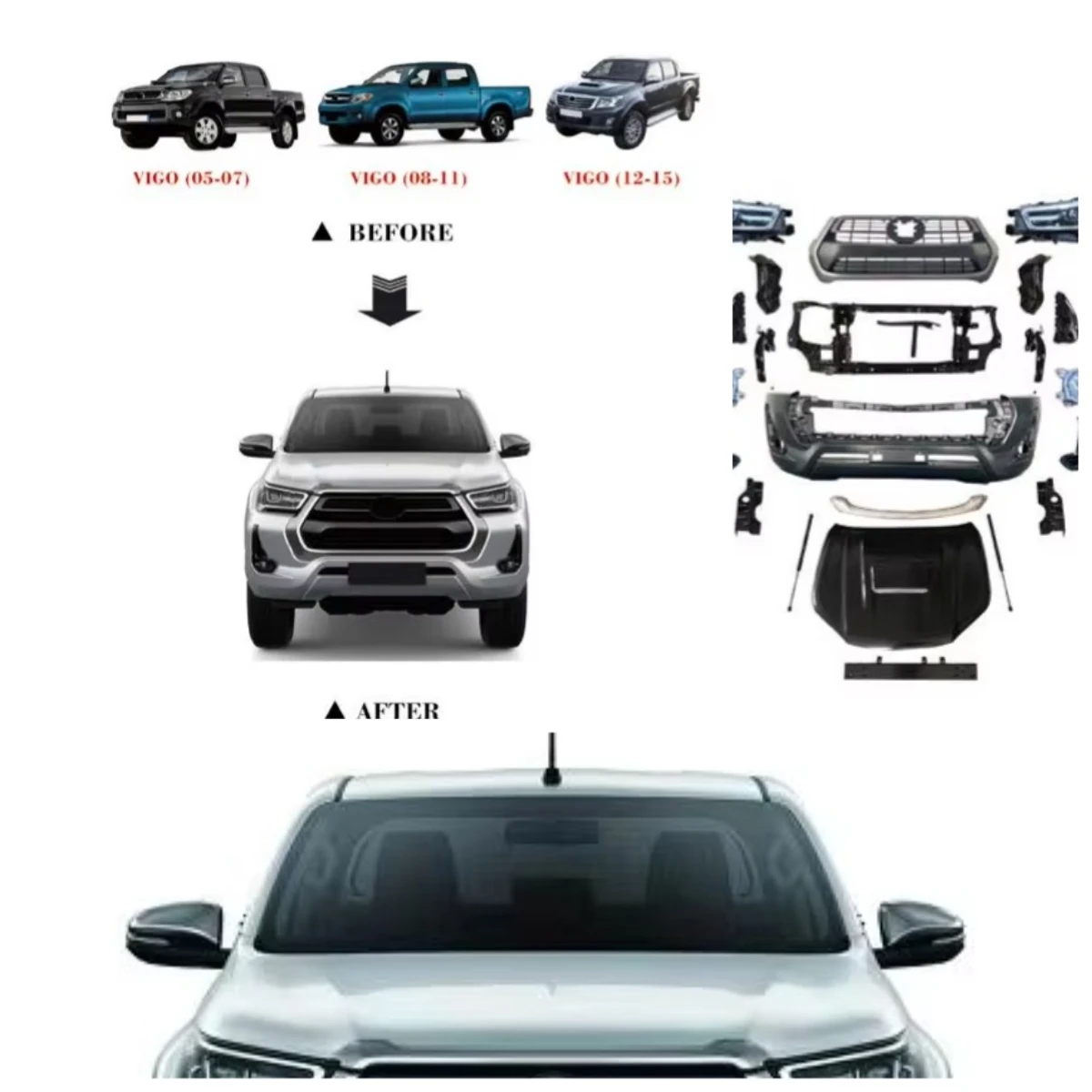 

Car Facelift Body Kits for Hilux Vigo 2004-2015 Upgrade to Hilux Revo 2020