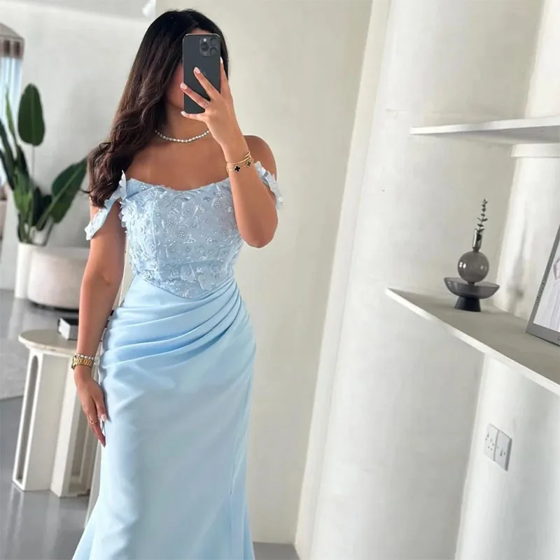 Exquisite Mermaid Off The Shoulder Evening Gown Floor-Length Modern Style Formal Evening Dresses Customize Prom Party Dress