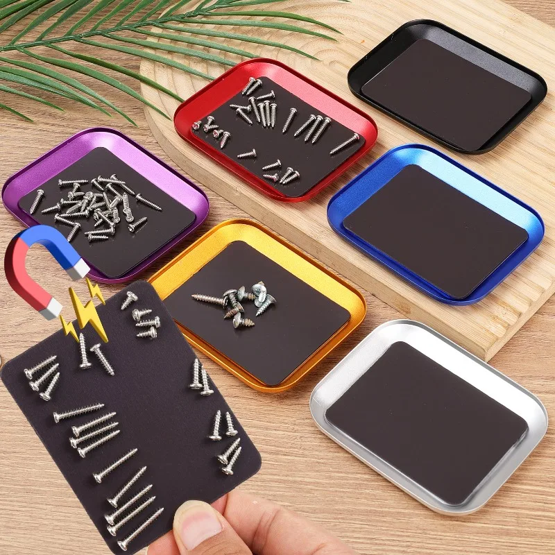Bandeja de tornillos con almohadillas magnéticas, placa de tornillo, bandeja de almacenamiento de piezas de herramientas, fontanero multiusos, carpintero, almacenamiento de herramientas, placas magnéticas