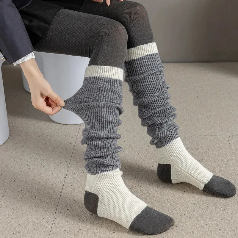 Knit Leg Warmers for Women Non-Slip Cuff Thick Winter Boot Socks Color Blocking, for Yoga Pants, Boots, and Fashion​