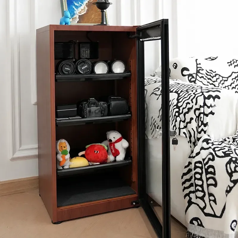 Electronic Moisture Proof Box for SLR Camera Lens Wood Grain Large Capacity Drying Cabinet Photographic Equipment Storage