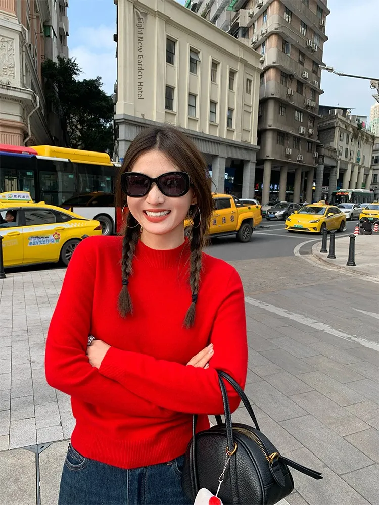 

Women's Slim Fit Knitted Wool Base irt Autumn Winter Wool Sweater Overhead Sle Faionable Commute Sle round Ne Long ...