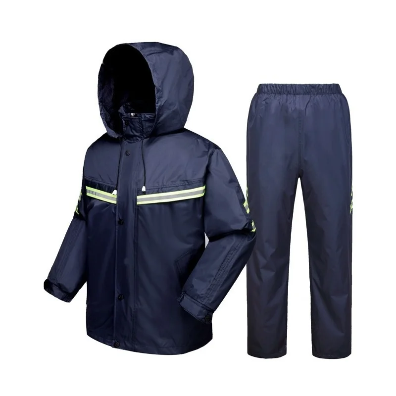 Rainproof set double brim, outdoor riding, electric vehicle, safety reflective split raincoat, rain pants