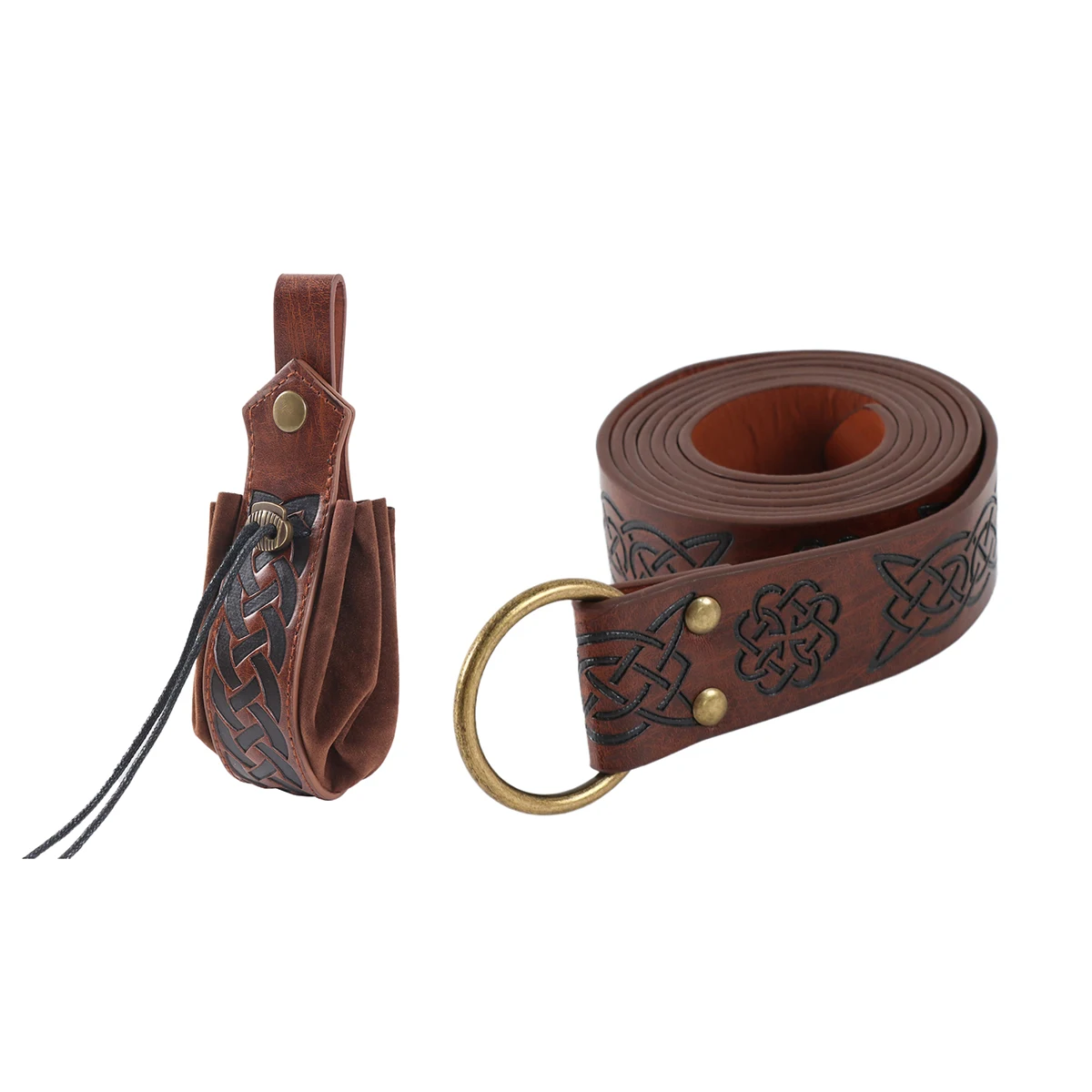 Ceinture de oral alier Viking Vintage en Cuir PU, Accessoires de Costume de Cosplay, 2 Pièces