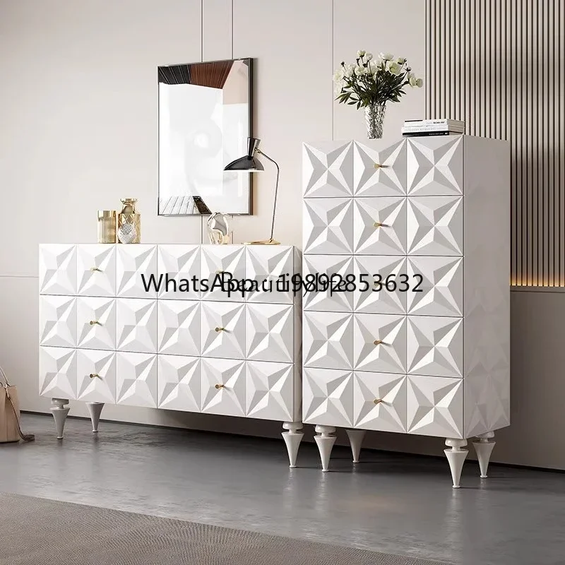 

r5.13 Light luxury Italian minimalist bucket cabinet bedroom solid wood decorative cabinet relief five bucket side cabinet