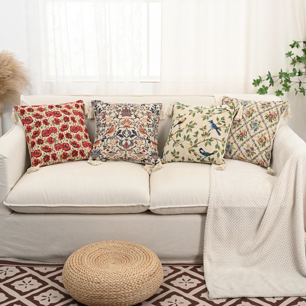 BUYNOW 1PC Jacquard Floral Kissenbezug AmericanPastoral Retro Palace Stil Wohnzimmer Kissen Abdeckung Home Party Schlafzimmer Auto Dekor – Detail 3