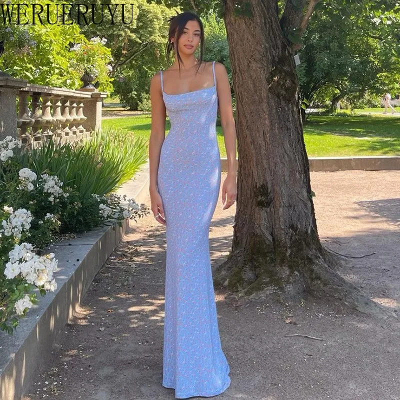 Sukienka damska letnia na ramiączkach, kwiaty, długa, seksowna, modna, bez rękawów, z odkrytymi plecami, dopasowana, sukienki wakacyjne damskie, nowość 2025