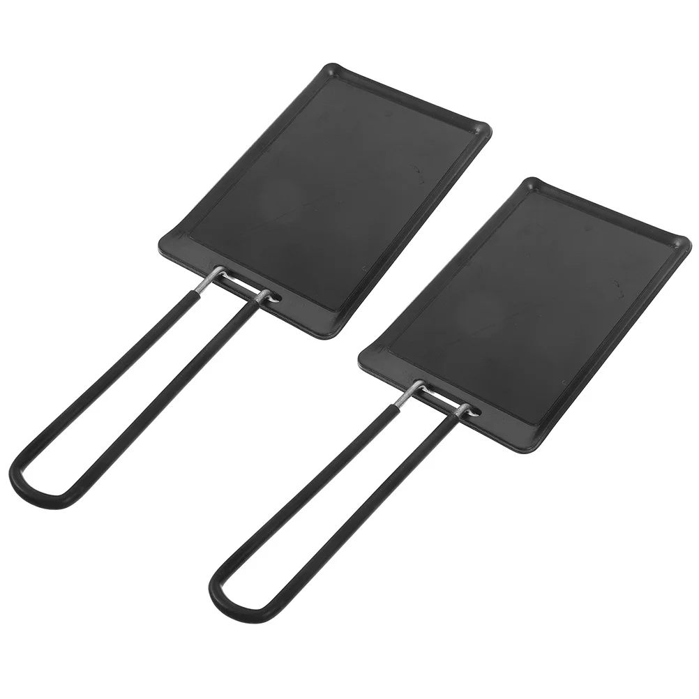 

2 Pcs Single Baking Tray Grilling Pan Handle Pans Bbq Stainless Steel Outdoor Rectangular Fry