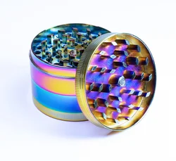 Zinc Alloy Metal Herb Grinder Tobacco Herbal Smoke Shredder Spice Mill Rainbow With Magnetic Lid Smoking Accessories