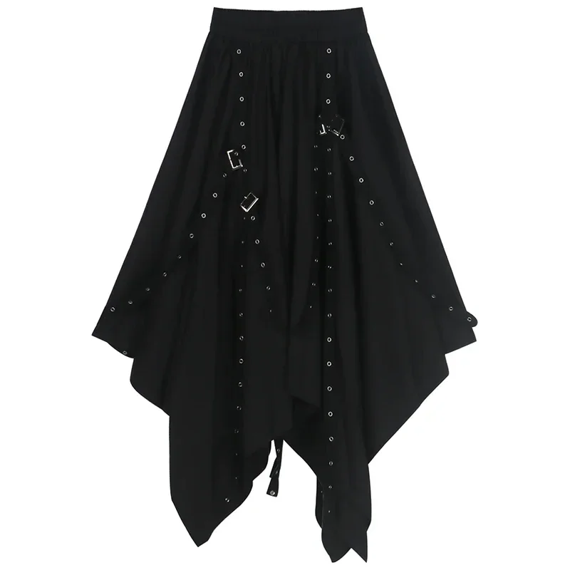Punk Black Skirts Women's Steampunk Gothic Vintage Victorian Gypsy Hippie Party Harajuku Y2k Skirt Cosplay