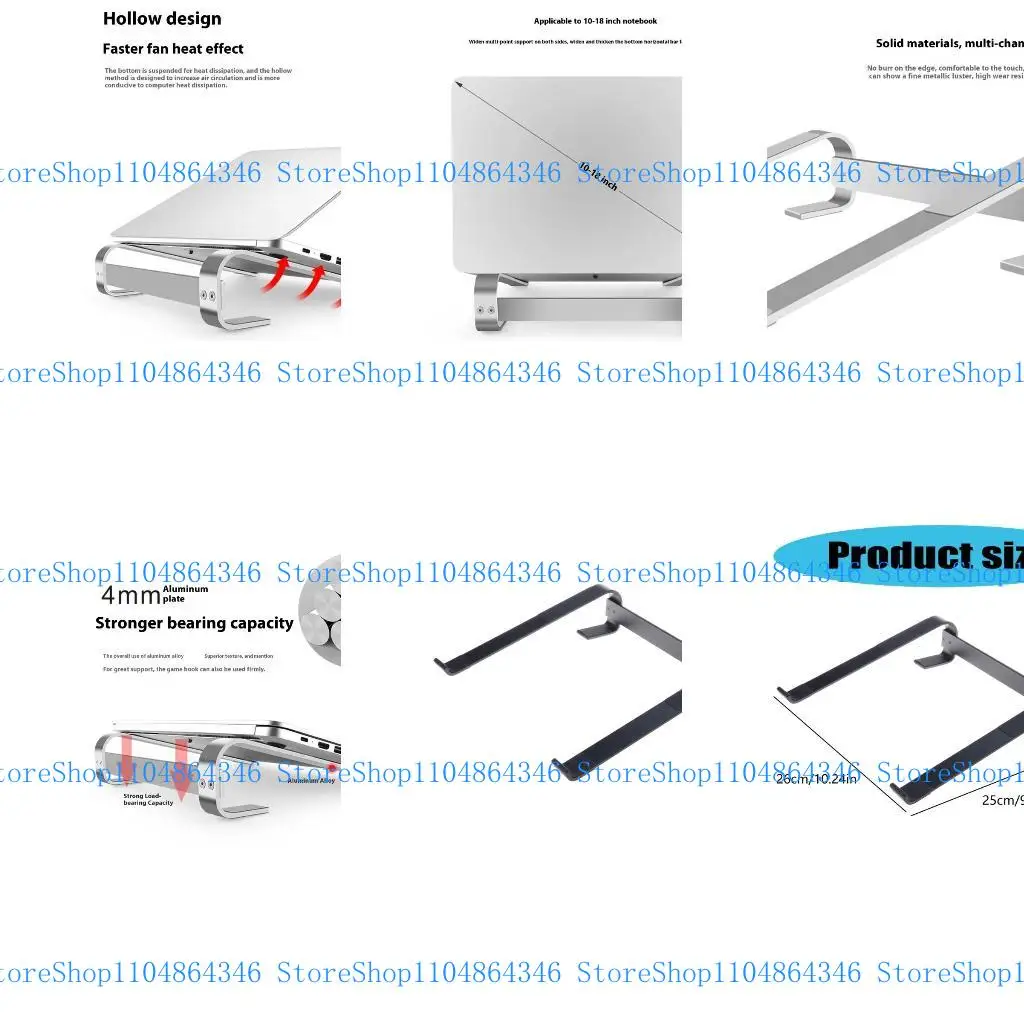 

5asd Space Saving Foldable Laptop Risers With Ergonomic for 10-18Inch Notebook Stand Aluminum Alloy Construction